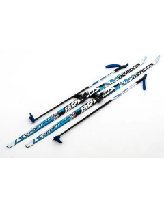 Лыжный комплект детский с палками и креплением 75 мм 150см WAX Brados LS Blue без насечек Stc