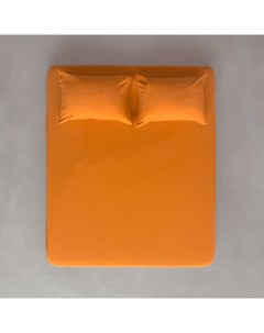Натяжная простыня из вареного хлопка 120х200х30 см цвет мандариновый Parapete