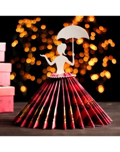 Салфетница деревянная Девушка с зонтиком 25x13x13 см 2шт Доляна