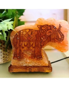 Солевая лампа Слон с деревянной картинкой 3 5 кг Wonder life