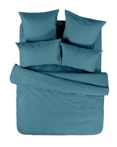 Комплект постельного белья евро страйп сатин 50х70 70х70 Delphinium Blue Унисон