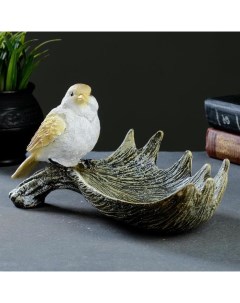 Подставка конфетница Лосиный рог с птичкой акрил 28х15х14см Хорошие сувениры