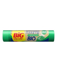 Мешки для мусора Bio HD Mix с завязками 60 л зеленые 10 шт Big city life