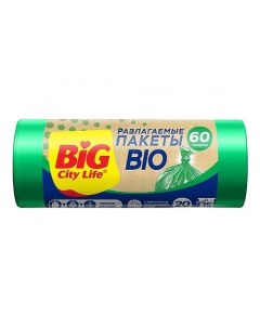 Мешки для мусора Bio HD 60 л зеленые 20 шт Big city life