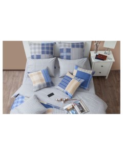 Комплект постельного белья Манчестер синий 1 5 спальный Хлопковый край