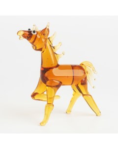Статуэтка 7 см стекло янтарная Лошадь Vitreous Kuchenland