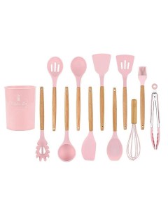 Набор силиконовых кухонных принадлежностей 12 предметов Розовый Urm