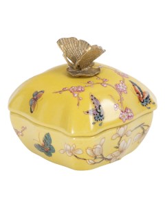 Шкатулка классическая Glasar с бабочкой 11 х 11 х 11 см желтая Полиформ