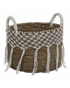 Корзина декоративная Seagras kawung 34 х 29 см коричнево белая Rattan grand deco