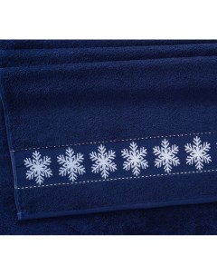 Полотенце 50х80 см махровое Снежинки синий Текс-дизайн