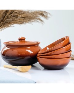 Набор посуды Вятская керамика 2 5л 4х0 5л деревянная ложка традиционный Nobrand