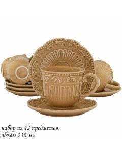 Чайный набор на 6 персон 12 предметов Бавария чашки 250мл блюдца керамика Lenardi