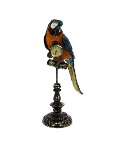 Фигура декоративная Попугай с часами L19 W12 H40 5 см Oldim-6651