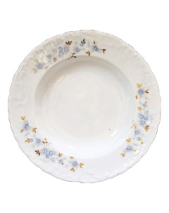 Тарелка глубокая Rocoсo Голубые цветы 22 5 см белая Cmielow