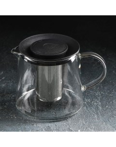 Чайник стеклянный заварочный Локи 1 л 17 5x13x12 5 см с ситом чёрный Magistro