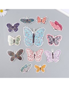 Бабочки Цветочки Ситец картон 9668921 12 шт h 4 10 см на магните Nobrand