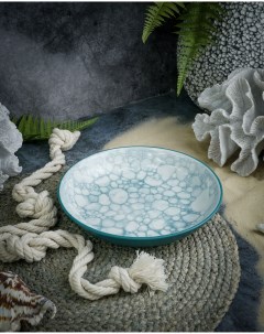 Тарелка глубокая обеденная Bubbles turquoise 500 мл керамика Style point
