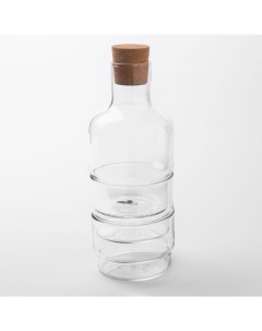 Набор для виски 2 перс 3 пр графин стаканы стекло Б пробка Clear cork Kuchenland