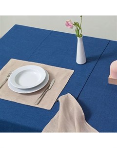 Дорожка на стол из стираного льна синего цвета из коллекции essential 45х150 см Tkano