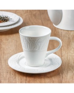 Чайная пара фарфоровая Сrotone 2 предмета чашка 220 мл блюдце d 15 см белый Magistro
