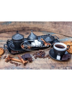 Турецкий набор для кофе античное серебро Shampurs