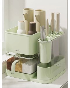 Органайзер для хранения настольный кухонный для специй и столовых приборов зеленый Annino
