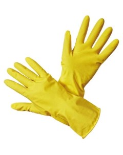 Перчатки латексные LotusLux особопрочные с хлопк напылением желтые 55гр рS 3шт Nobrand