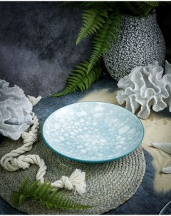 Тарелка глубокая обеденная Bubbles turquoise 1 л керамика Style point