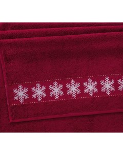 Полотенце Снежинки 130x70см красный Barkas