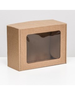 Коробка самосборная бурая с окном 22 х 16 5 х 9 5 см 5 шт Русэкспресс