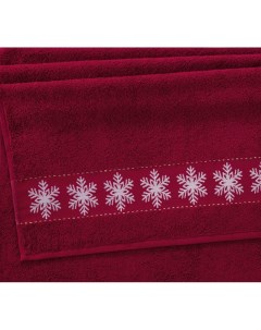 Полотенце 70х130 см махровое Снежинки красный Текс-дизайн