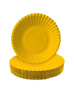 Тарелки одноразовые бумажные желтые d 18 5 см 50 шт Gratias
