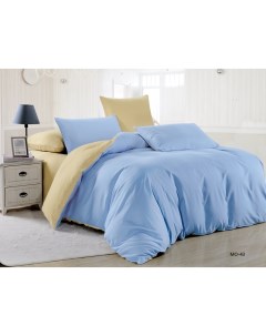 Постельное белье 1 5 спальный наволочки пододеяльник голубой бежевый Вальтери