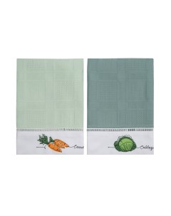Комплект полотенец вафельных с вышивкой Vegetables 40х70 см 2 шт Bellehome