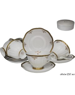 Чайный набор на 6 персон 12 предметов Ампир чашки 250мл блюдца Lenardi