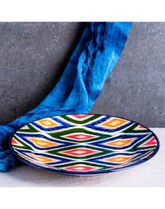 Тарелка Риштанская Керамика Атлас разноцветная плоская 25 см Nobrand