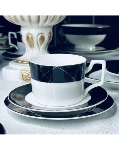 Чайный набор на 6 персон 12 предметов Pandora чашки 250мл блюдца фарфор Lenardi