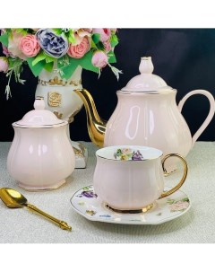 Чайный сервиз на 6 персон 14 предметов чашки чайник блюдца сахарница Lenardi
