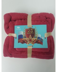 Набор полотенец 3 в 1 23 февраля красный 25x50 30x70 70x140 Taiyue textil