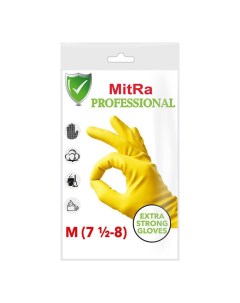 Перчатки для уборки резиновые с хлопковым напылением М 1 пара Mitra professional