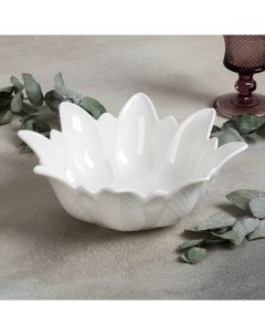 Салатник фарфоровый Бланш Цветочек d 30 6 см цвет белый Magistro