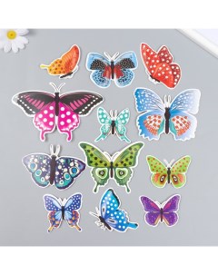 Бабочки Горошек 9668918 картон набор 12 шт h 4 10 см на магните Nobrand