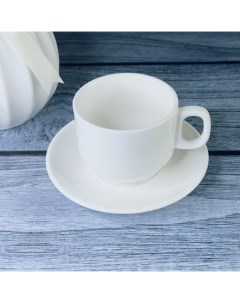 Чашка с блюдцем Bianco 240мл фарфор Lenardi