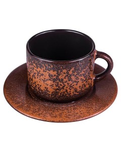 Чайная пара Млечный путь фарфор 200 мл коричневый Борисовская керамика