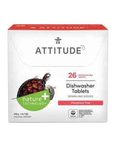 Эко таблетки для мытья посуды в посудомоечной машине All in one 26 штук Attitude