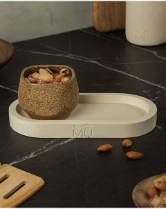 Поднос декоративный кухонный Lora S 20x10 см бетон кремовый матовый Musko home