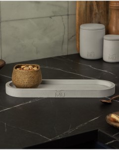 Поднос декоративный кухонный Lora M 30x10 см бетон серый матовый Musko home