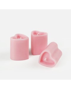 Свеча сердце интерьерная декоративная набор 3 шт розовый Venew