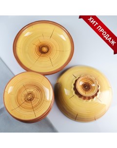Набор для блинов 7 предметов 1 шт блинница 6 шт тарелок с росписью можжевельник Кунгурская керамика