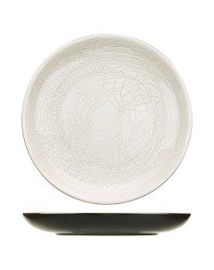 Тарелка сервировочная День и ночь керамика 25 см белый Дымов
